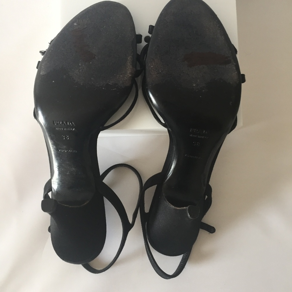 Prada Suede Heels. Black Gold & Silver Fabric 38 - Picture 7 of 7
